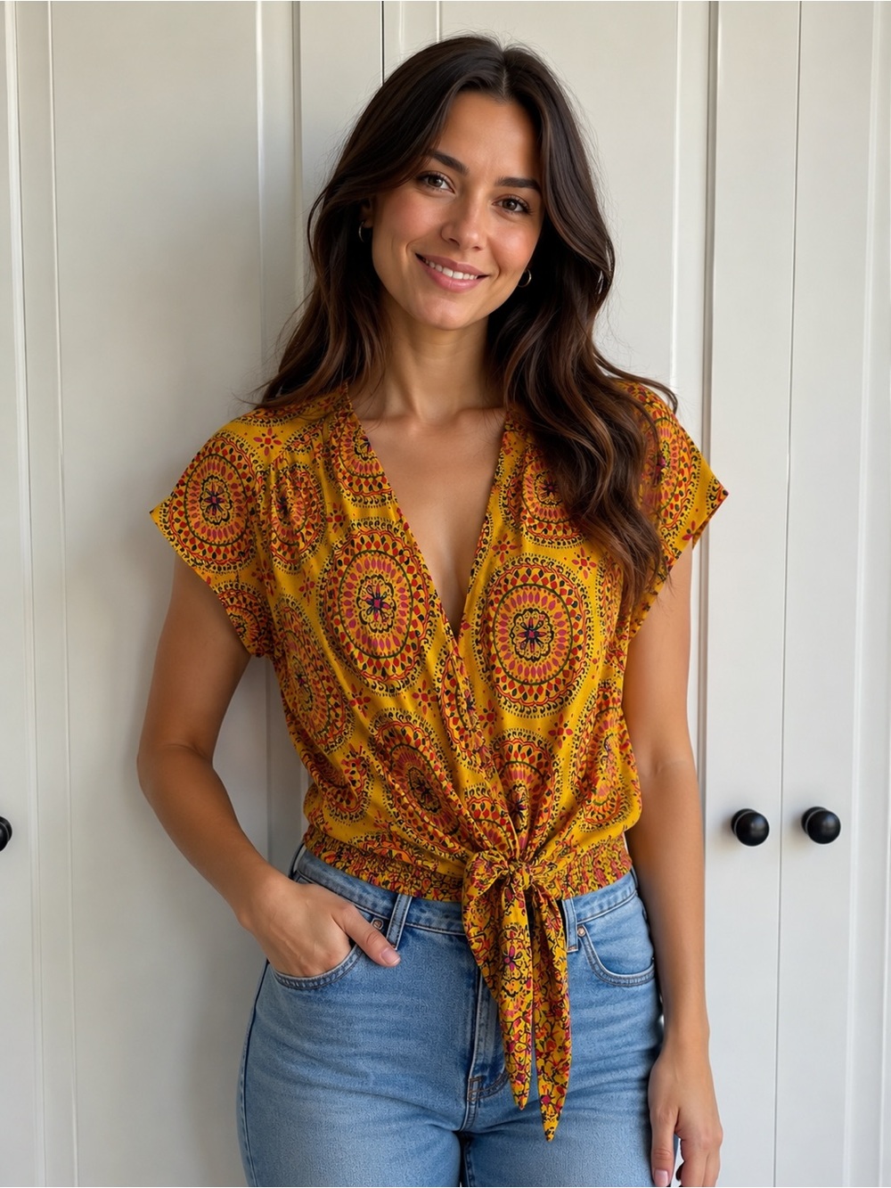 Anthropologie Mauve Wrap Blouse Womens XS Made in Turkey